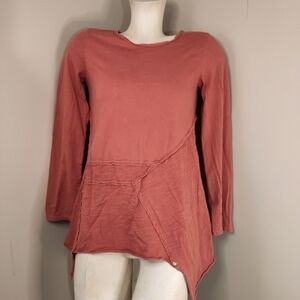 NEON BUDDHA Terra Cotta Cotton Stretch Asymmetrical Long Sleeve Tee XS